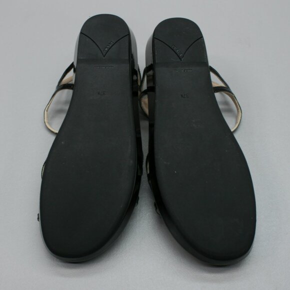 Prada 37.5 Ladies 7.5 Tulip Purple Patent Leather Slingback Wedge Shoes Sandals - Picture 8 of 12